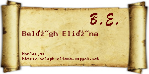 Belágh Eliána névjegykártya